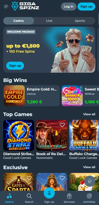 De GigaSpinz Casino App